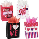 8Pcs Paper Gift Bags with Filing Paper for Valentines Day in 4 Designs for Kids