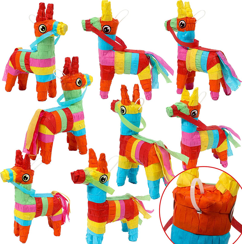 8Pcs Mini Donkey Pinatas Muti Color