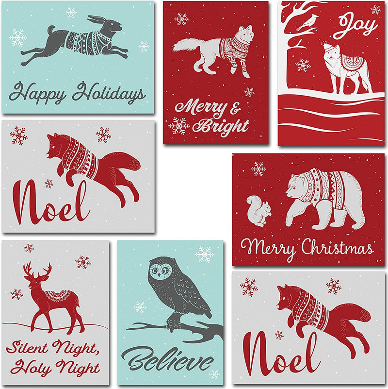 72 Christmas Animal Greeting Cards with Envelopes