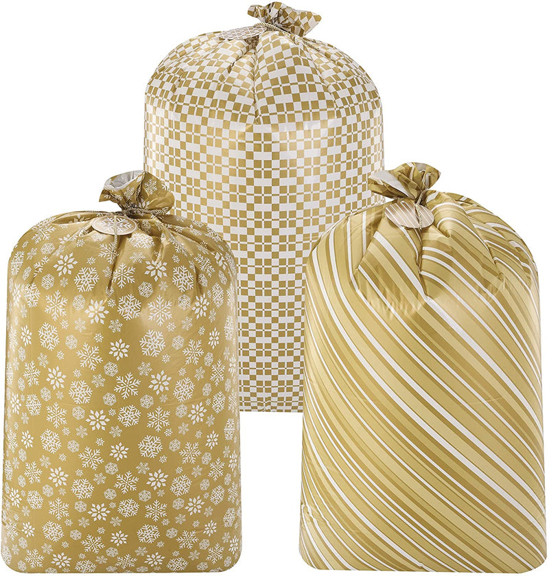 Holiday Golden Plastic Gift Bags