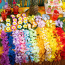 120Pcs Hawaiian Colorful Tropical Flower Leis Necklaces for Kids Adults