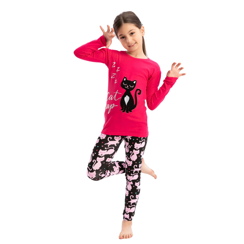Girls Owl Christmas Pajamas Set