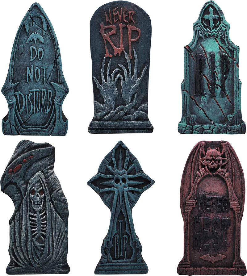 17in Tombstone In Grim Reaper Design Decorations, 6 Pack