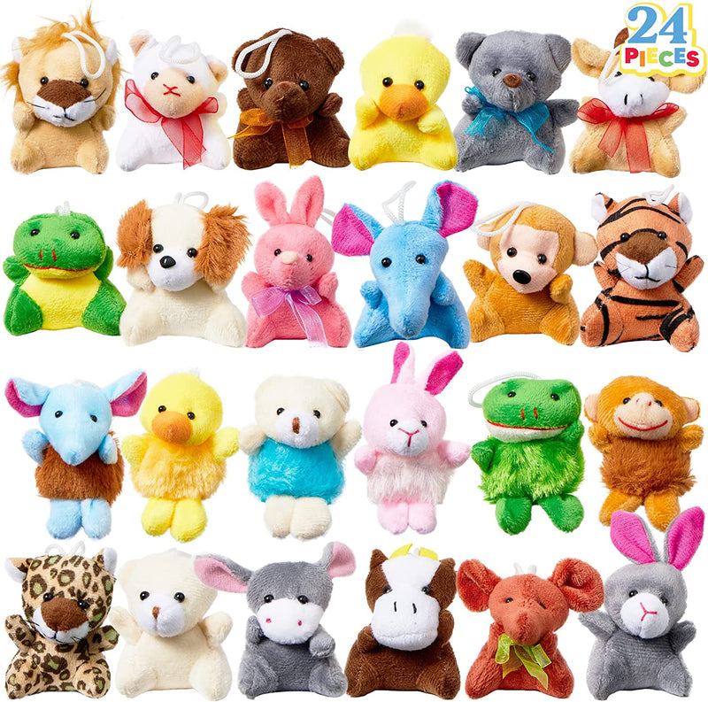 3" Animal Plush Toys, 24 Pack