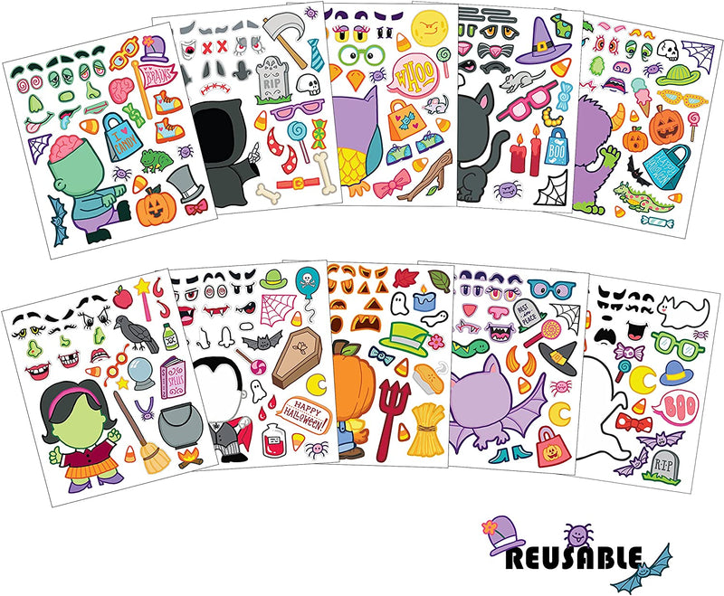 Make Your Own Halloween Characters Sticker Sheets, 40 Pcs