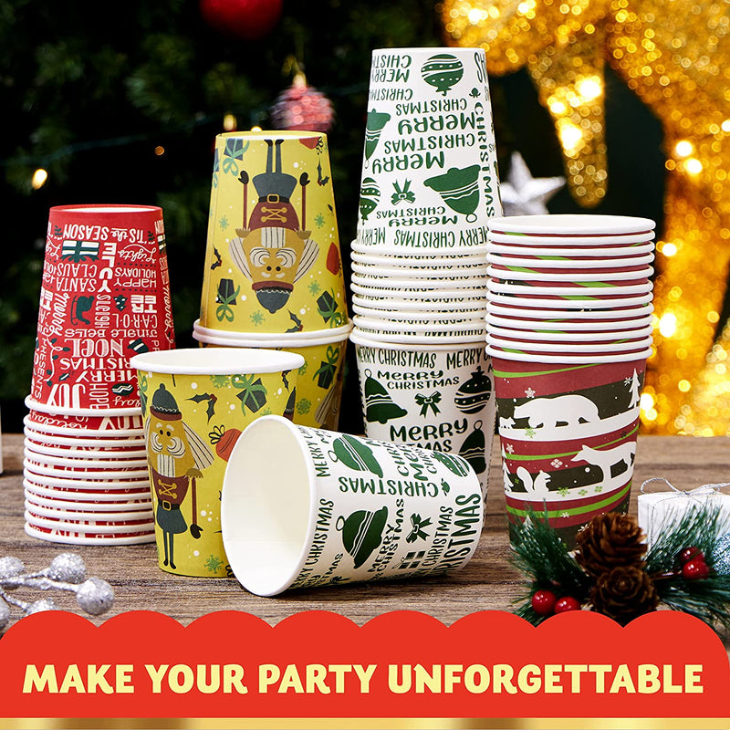 JOYIN 24 Pcs 16 oz Christmas Disposable Cups with Lids and Coffee Cup  Sleeves for Xmas Holiday Table Decorations, Hot Chocolate Cold Beverage  Party Supplies