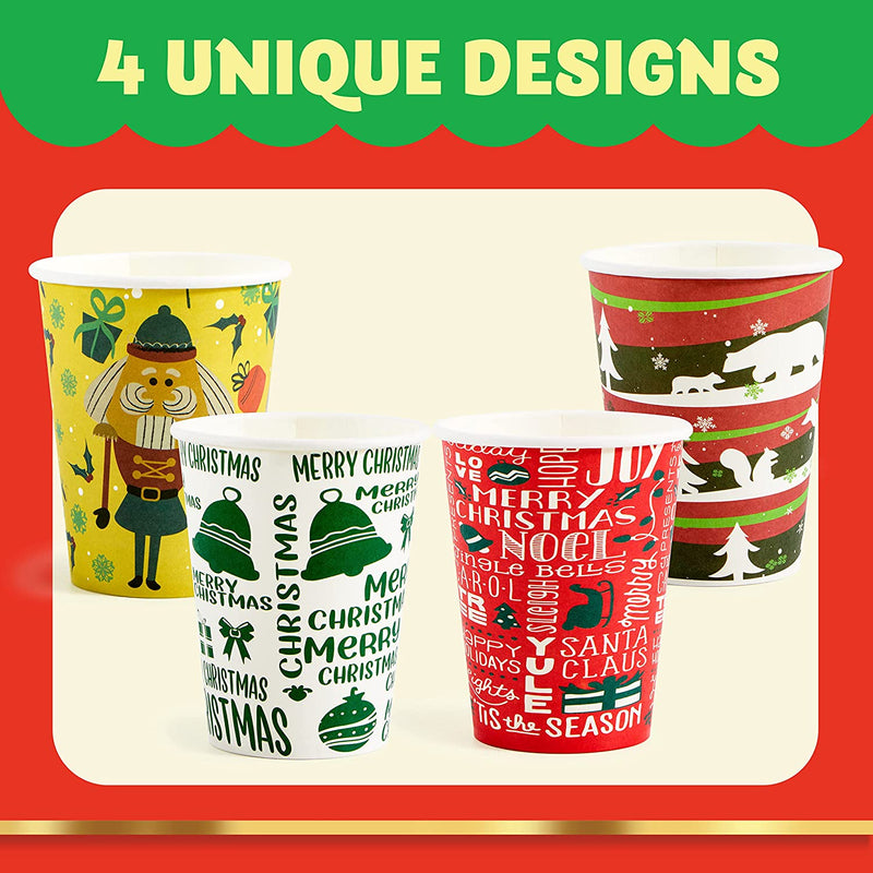  JOYIN 24 Pcs 16 oz Christmas Disposable Cups with Lids