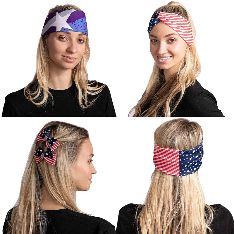 Flag Headband, Bandana & Hairpins Accessories, 4 Pcs