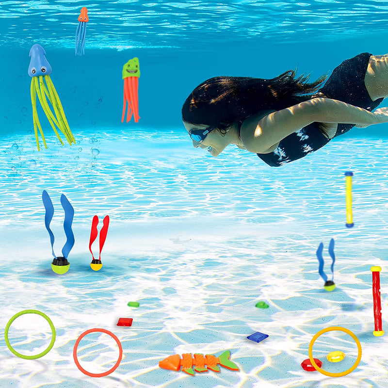 Honoson 80 Pcs Pool Diving Toys Dive Rings Fun Swim Toys Pool
