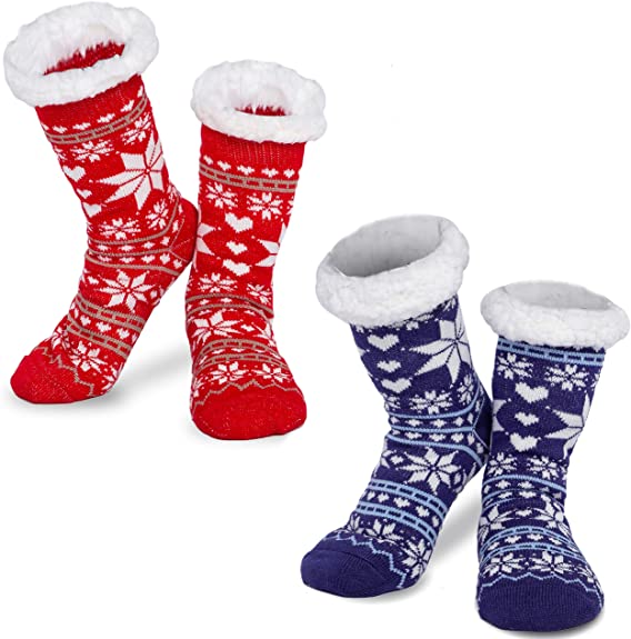 2 Piece Women's Fleece Soft Slipper Socks
