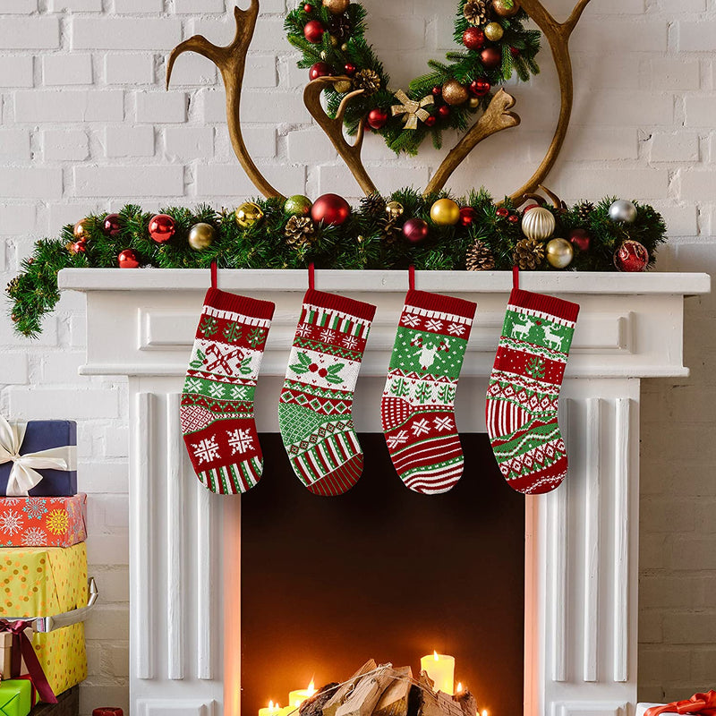 Large Size Rustic Cable Knit Christmas Stockings