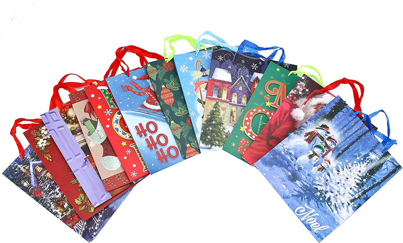 Christmas Gift Bags Bulk With Handles And Name Tags, 12pcs