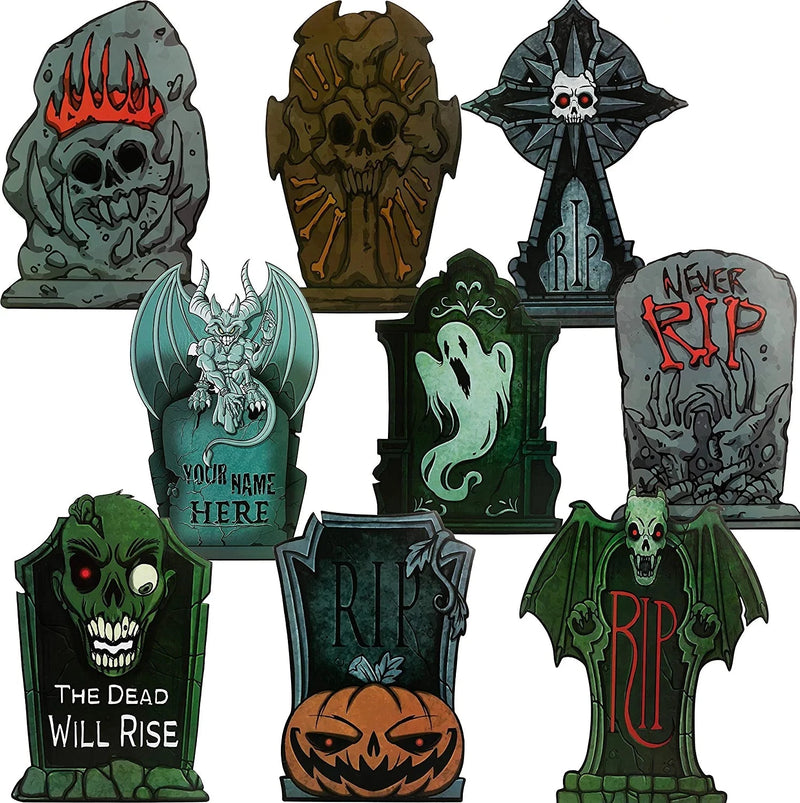 Halloween Tombstone Yard Decorations, 9 Pack