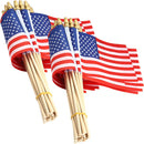 10in American Flags with Handheld Wooden Sticks, 24 Pcs