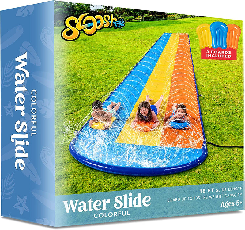 18ft Triple Lanes Water Slide and 3 Bodyboards