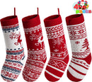 15in Knit Christmas Stockings, 4 Pack