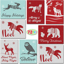 72 Christmas Animal Greeting Cards with Envelopes