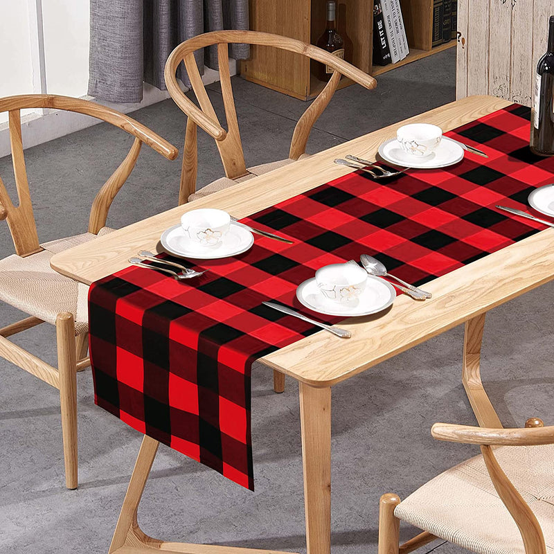 Christmas Table Runner Buffalo Check Classic 14x72in red & black