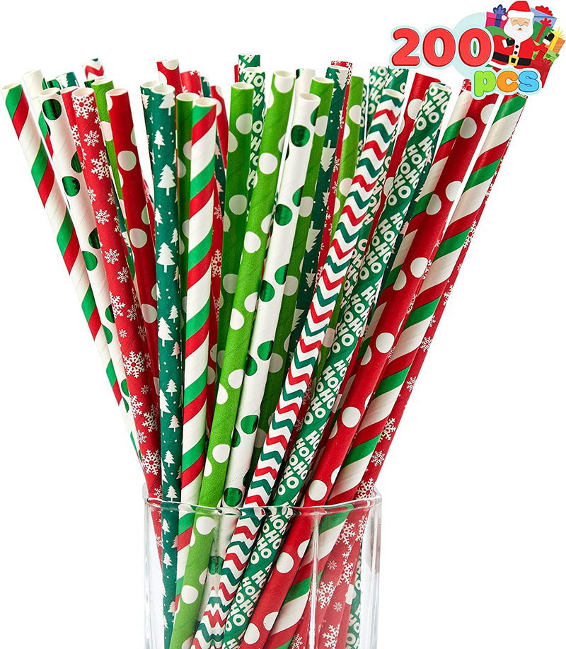 200Pcs Paper Straws Christmas