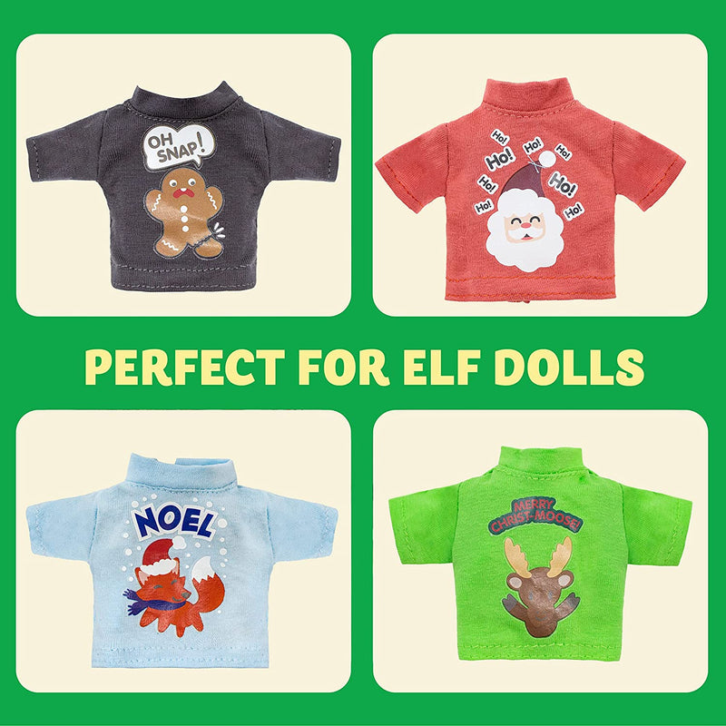 4Pcs Santa Clothing for Elf Doll Stylish Tees Tshirt Classic Style