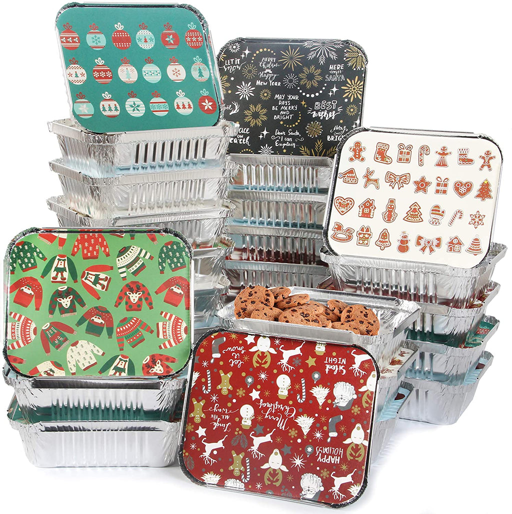 40pcs Christmas Foil Containers with Lid