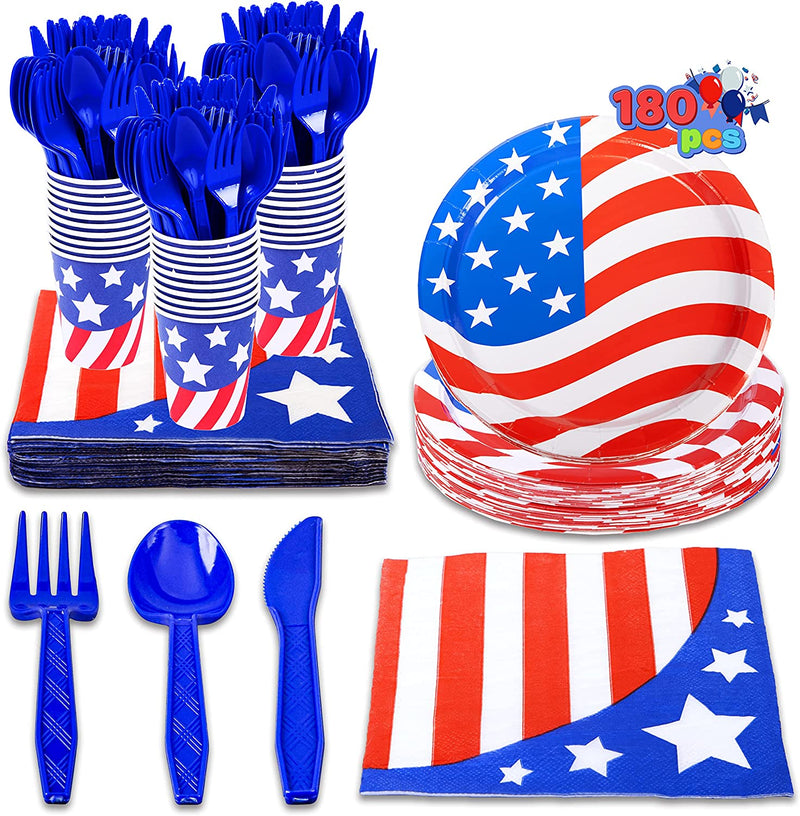 Party Supplies with Plastic Utensils, 180 Pcs