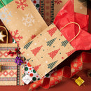 Christmas Kraft Bags in 8 Designs, 48 Pcs