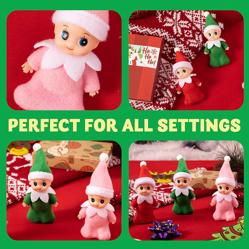 Green Pink Red Tiny Baby Elf Doll Christmas