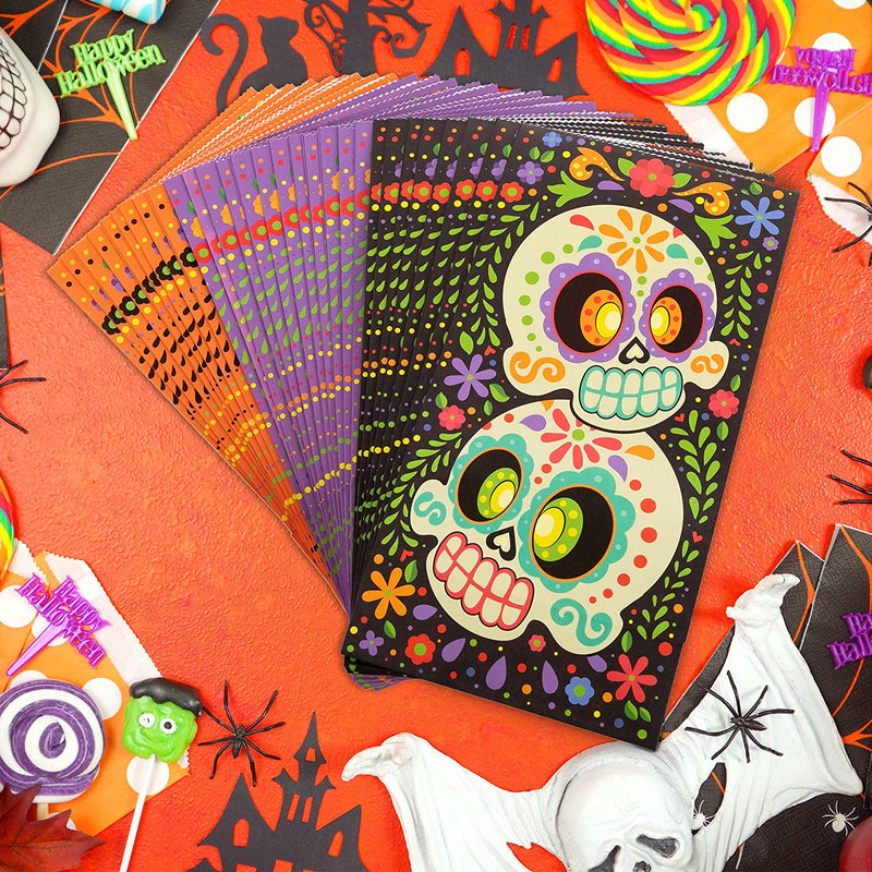 Halloween Day Of The Dead Treat Bags with Stickers, 36 Pcs