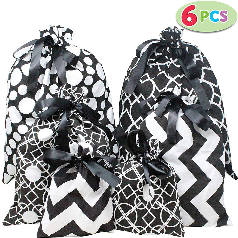 6 Piece Christmas Gift Bags In Black Elegant Color