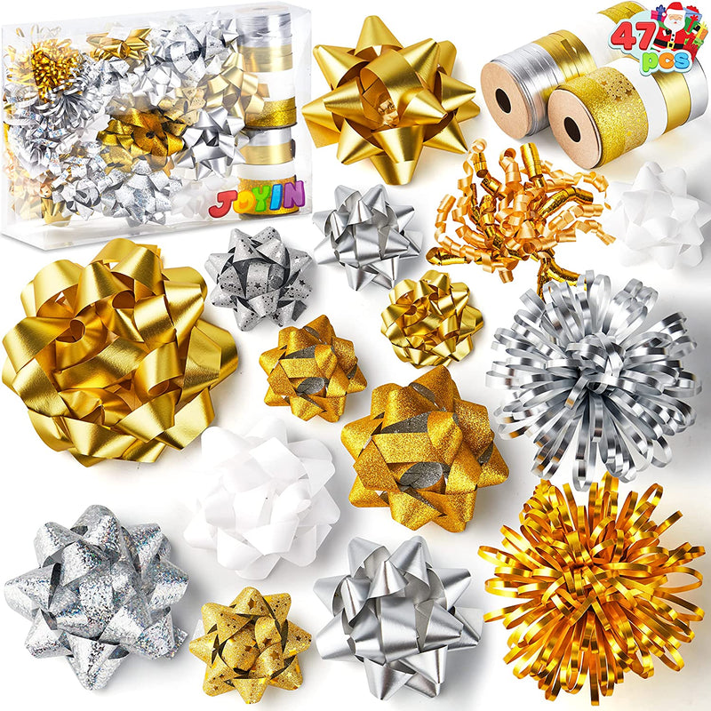 2 Christmas Star Gift Bow Assortment, 48 Pack