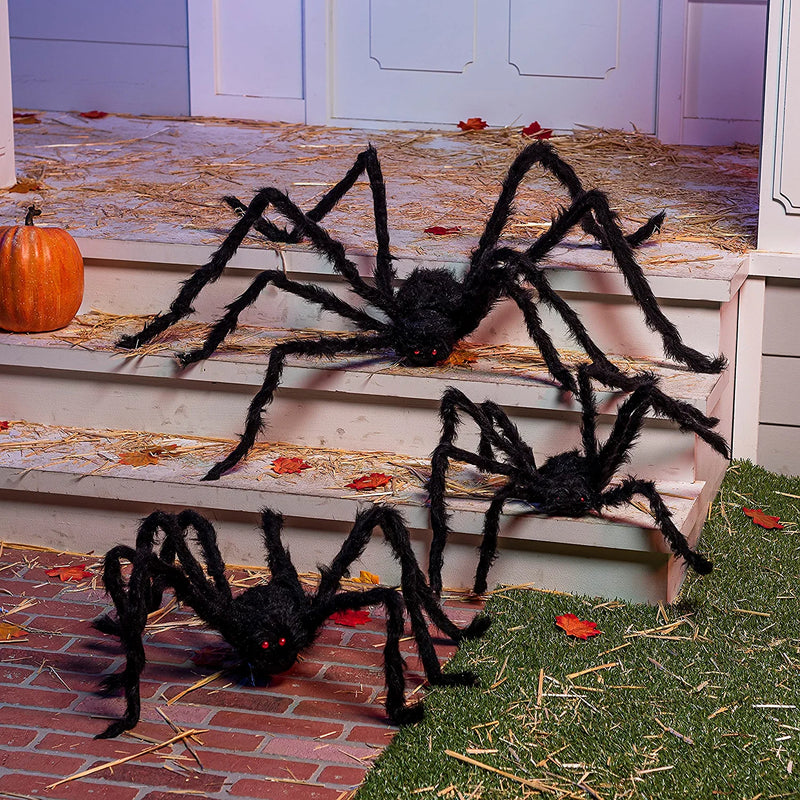 Halloween Black Hairy Spiders, 3 packs