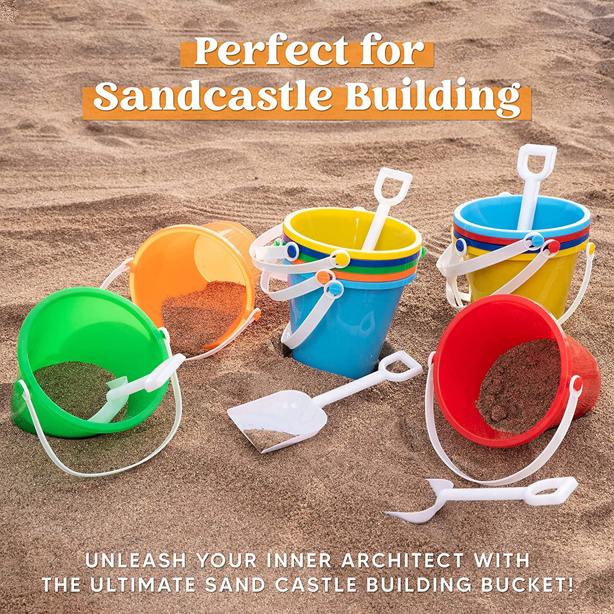 SLOOSH Beach Buckets with Sand Shovels, 12 Sets - Main Image