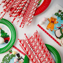 200Pcs Christmas Red Paper Straws