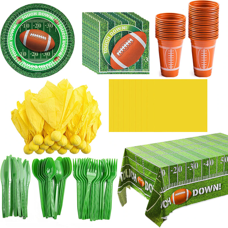 113Pcs Football Themed Party Supplies Set for 16 People