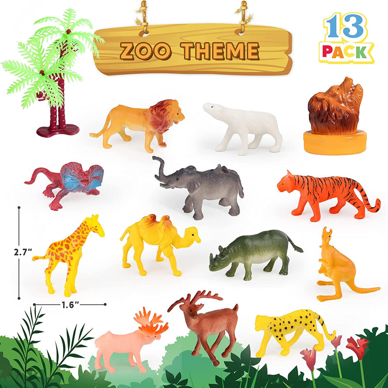 JOYIN 100 Pcs Assorted Stamps for Kids Self-Ink Stamps (50 Different Designs, Plastic Stamps, Emoji Stampers, Dinosaur Stampers, Zoo Safari Stampers)