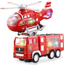 Auto Moving-around Siren Fire Engine And Helicopter