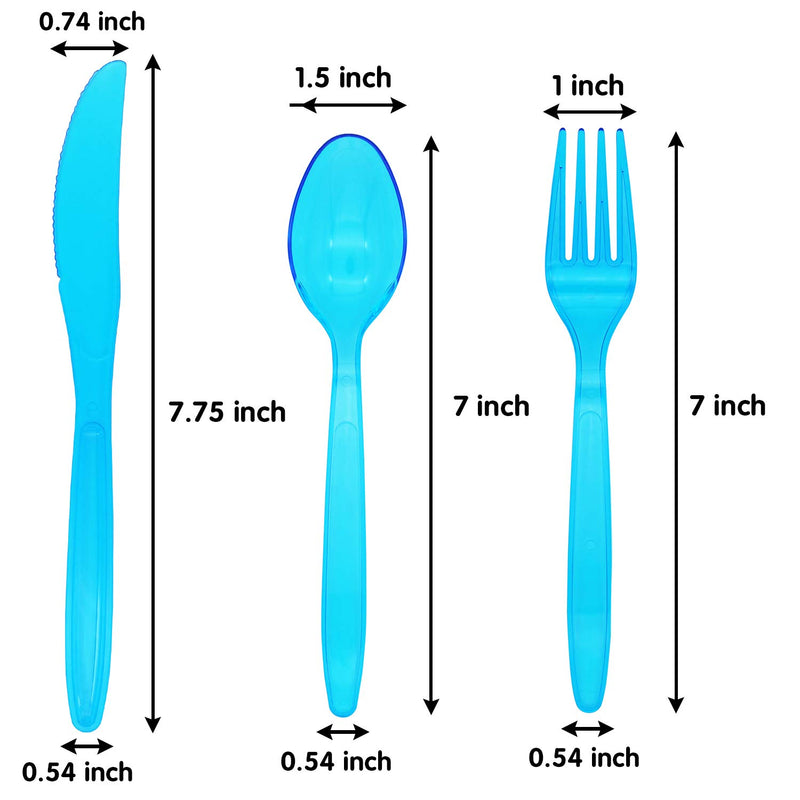 Neon Hard Plastic Cutlery, 288 Pcs