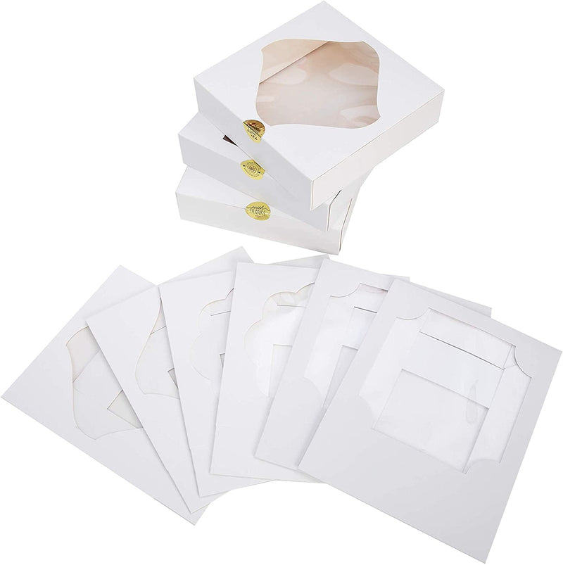 Joyin 10" White Cake Pie Box, 15 Pcs with Stickers