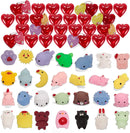 28Pcs Mochi Squishies Filled Hearts with Valentines Day Cards for Kids-Classroom Exchange Gifts