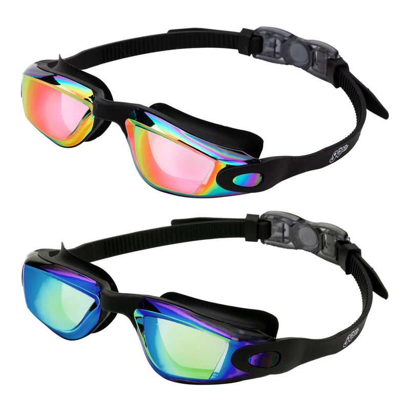 2 Pack Kids Swimming Goggles (Aqua Black & Pink Black)