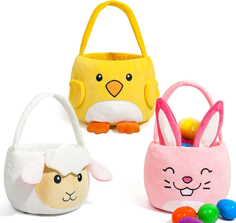 3Pcs Plush Easter Buckets