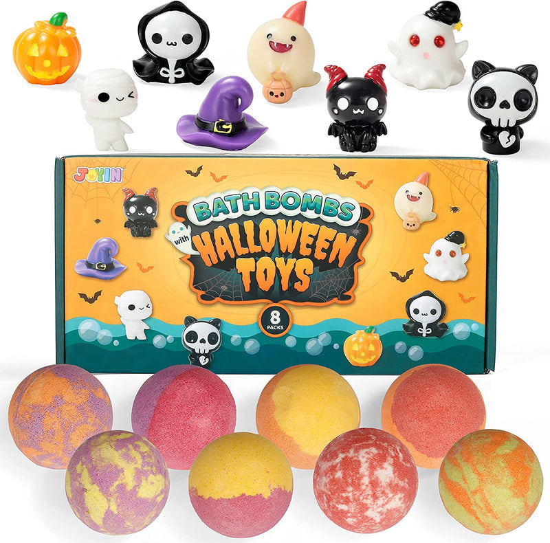 Bath Bombs with Halloween Toys, 8 Pack