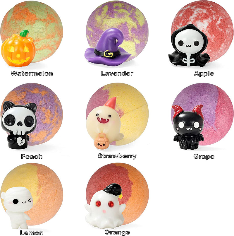 Bath Bombs with Halloween Toys, 8 Pack