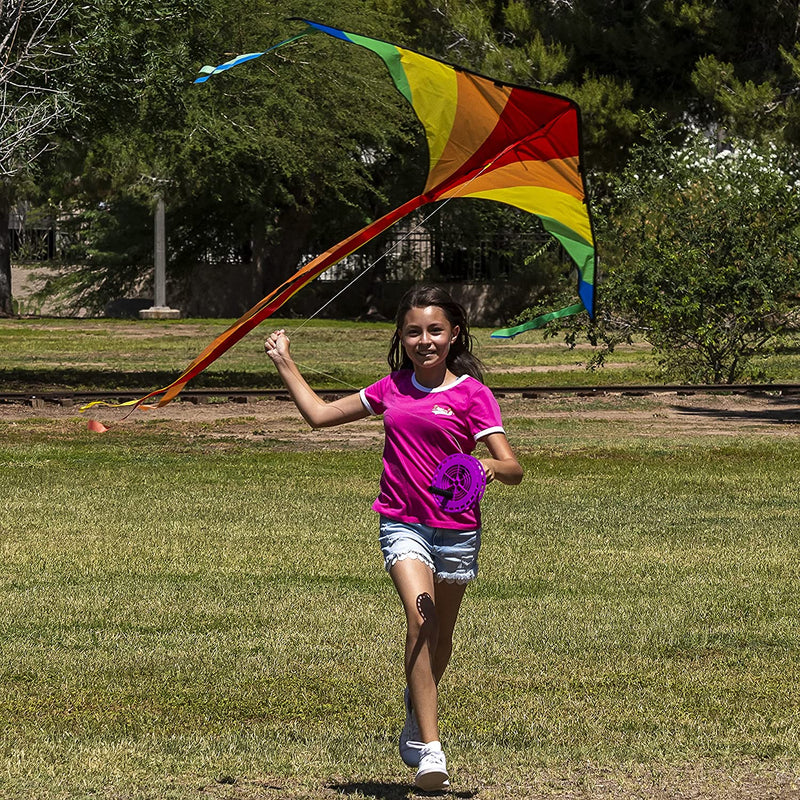Big Delta Kite (Green & Rainbow), 2 Pack