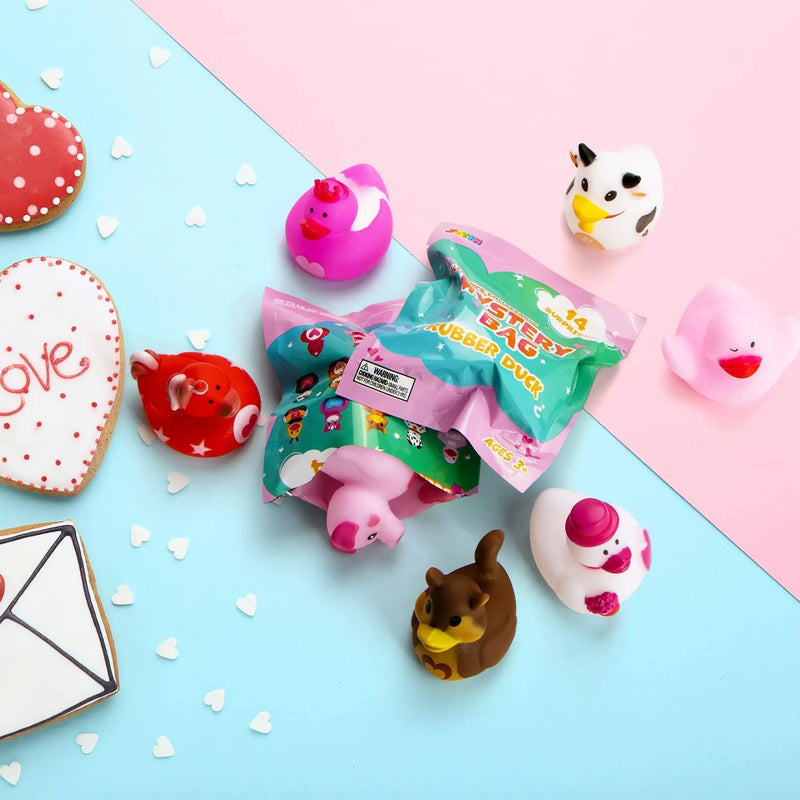 28Pcs Valentines Rubber Ducks in Blind Bags