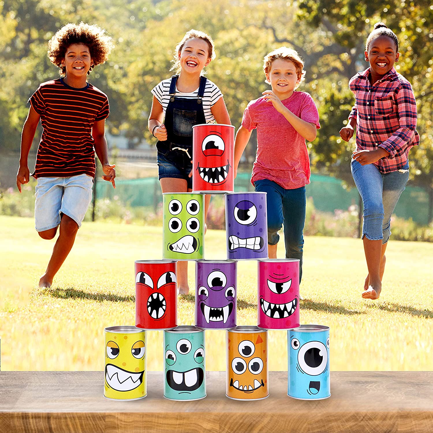 JOYIN 13 Pcs Carnival Bean Bag Toss, Knockdown Can Game Set, Holiday & Birthday Party Games, Outdoor Lawn Yard Activity for Kids Party Favors, Easter Egg Hunt for Classroom Gifts (Monster Style JOYIN 13 Pcs Carnival Bean Bag Toss, Knockdown Can Game Set, Holiday & Birthday Party Games, Outdoor Lawn Yard Activity for Kids Party Favors, Easter Egg Hunt for Classroom Gifts (Monster Style