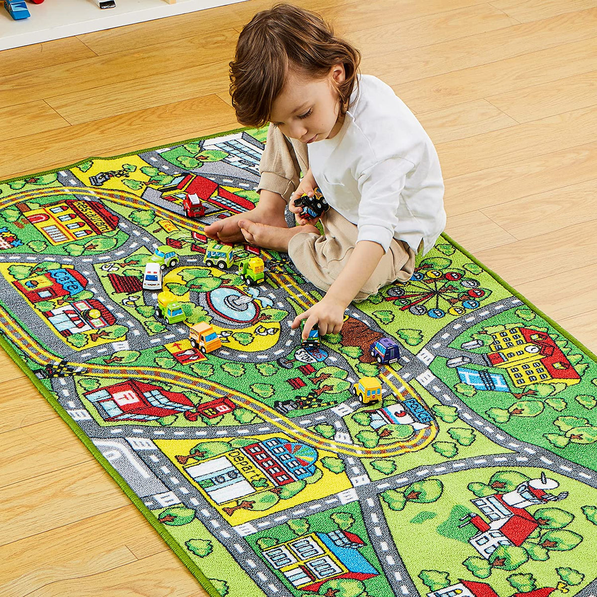 JOYIN | Carpet Playmat W/ 12 Cars Vehicle Set