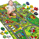 Carpet Playmat W/ 12 Cars Pull-back Vehicle Set