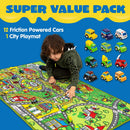 Carpet Playmat W/ 12 Cars Pull-back Vehicle Set